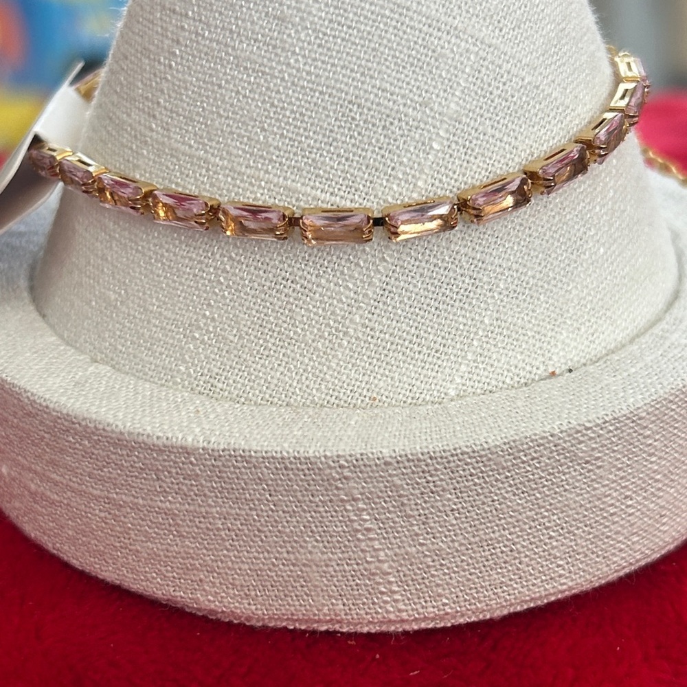 Oshena‎ designer Beachwear Radiant Pink faceted stone Gold tennis Bracelet